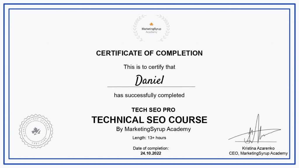Technical SEO certification