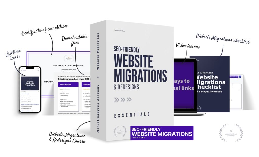 SEO Website Migrations Course by Kristina Azarenko - Essentials Package
